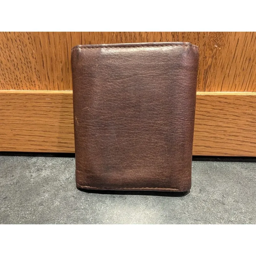 Valenchi Genuine Soft Brown Leather Trifold Wallet Men's